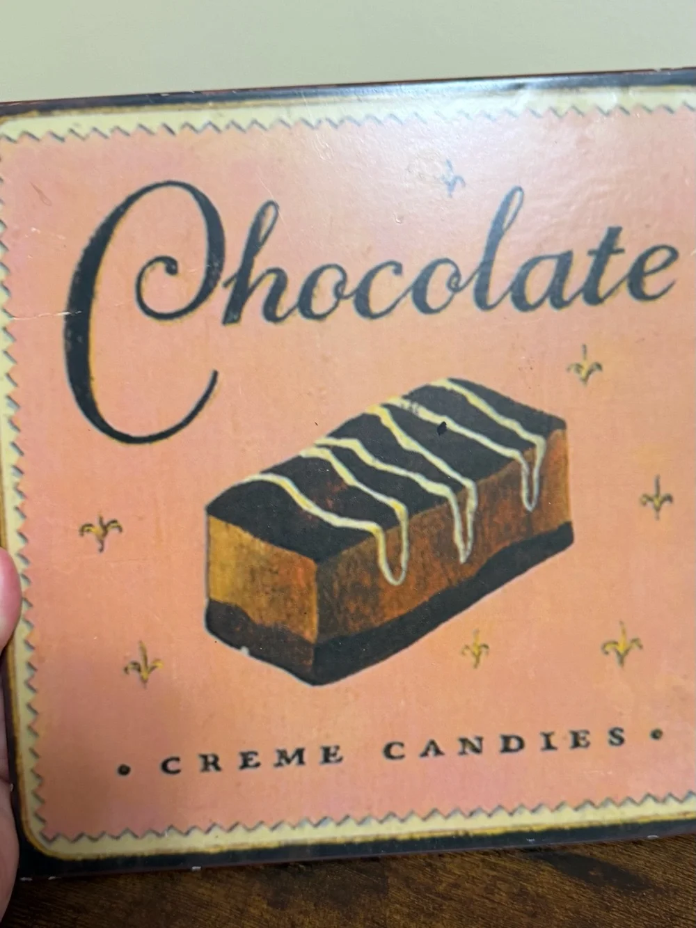 Vintage-Style Chocolate Creme Candies Wall Art - Pink